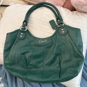 Green coach leather bag